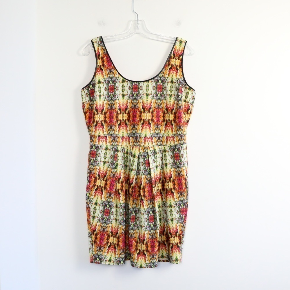 Sunday in Brooklyn Anthropologie printed sheath dress short L Large abstract